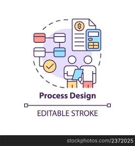 Process design concept icon. Determine plan. Social planning stage abstract idea thin line illustration. Isolated outline drawing. Editable stroke. Arial, Myriad Pro-Bold fonts used. Process design concept icon