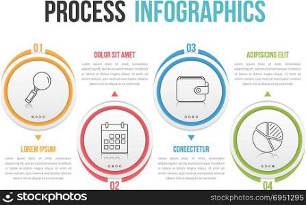 Process Infographics. Process chart, four steps infographics, vector eps10 illustration