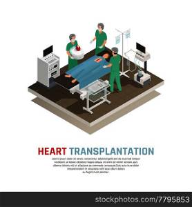 Process of human heart transplantation operation isometric composition 3d vector illustration. Human Heart Transplantation Composition