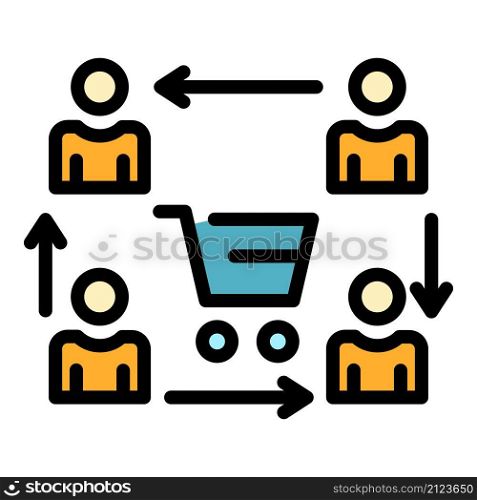 Process of sales icon. Outline process of sales vector icon color flat isolated. Process of sales icon color outline vector