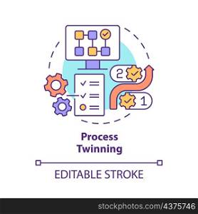 Process twinning concept icon. Optimizing outcomes abstract idea thin line illustration. Twinning level. Isolated outline drawing. Editable stroke. Roboto-Medium, Myriad Pro-Bold fonts used. Process twinning concept icon
