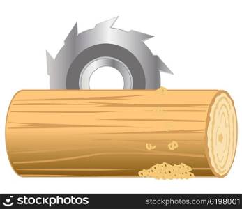 Processing log. Industrial processing log by disc saw.Vector illustration