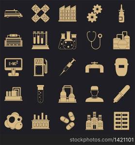 Processing plant icons set. Simple set of 25 processing plant vector icons for web for any design. Processing plant icons set, simple style