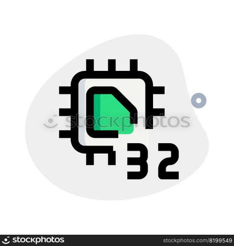 Processing unit with a 32-bit data capacity.