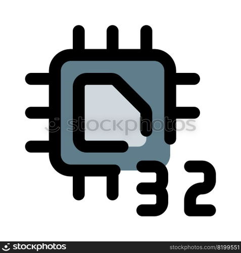 Processing unit with a 32-bit data capacity.