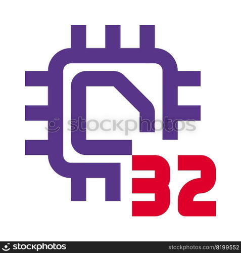 Processing unit with a 32-bit data capacity.