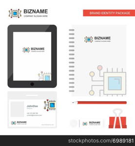 Processor Business Logo, Tab App, Diary PVC Employee Card and USB Brand Stationary Package Design Vector Template