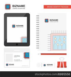 Processor Business Logo, Tab App, Diary PVC Employee Card and USB Brand Stationary Package Design Vector Template