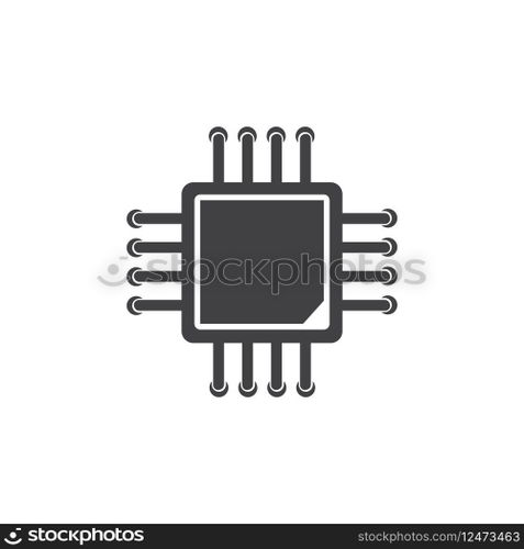Processor CPU icon flat design 