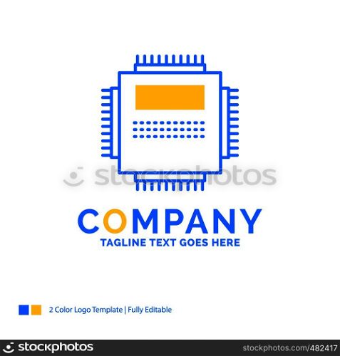 Processor, Hardware, Computer, PC, Technology Blue Yellow Business Logo template. Creative Design Template Place for Tagline.
