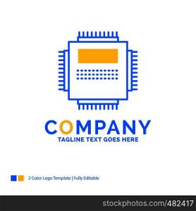 Processor, Hardware, Computer, PC, Technology Blue Yellow Business Logo template. Creative Design Template Place for Tagline.