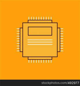 Processor, Hardware, Computer, PC, Technology Flat Line Filled Icon. Beautiful Logo button over yellow background for UI and UX, website or mobile application. Vector EPS10 Abstract Template background