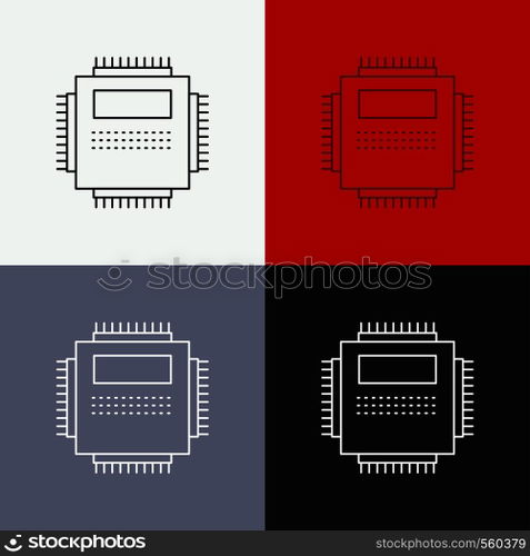 Processor, Hardware, Computer, PC, Technology Icon Over Various Background. Line style design, designed for web and app. Eps 10 vector illustration. Vector EPS10 Abstract Template background
