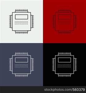 Processor, Hardware, Computer, PC, Technology Icon Over Various Background. Line style design, designed for web and app. Eps 10 vector illustration. Vector EPS10 Abstract Template background