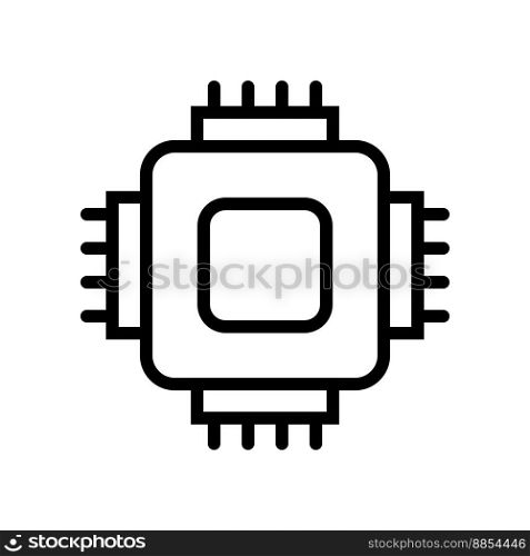 Processor line icon isolated on white background. Black flat thin icon on modern outline style. Linear symbol and editable stroke. Simple and pixel perfect stroke vector illustration
