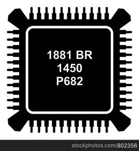 Processor microchip icon. Simple illustration of processor microchip vector icon for web. Processor microchip icon, simple black style