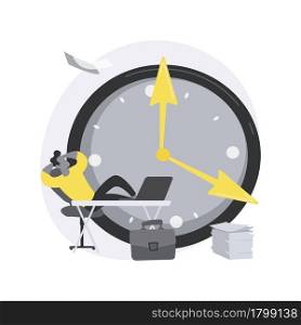Procrastination abstract concept vector illustration. Unprofitable time spending, useless pastime, bored in office, avoidance of working, lack of motivation, professional burnout abstract metaphor.. Procrastination abstract concept vector illustration.