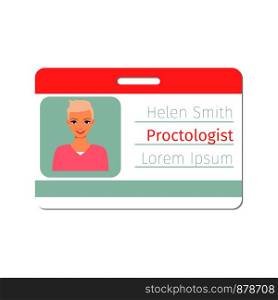 Proctologist medical specialist badge template for game design or medicine industry. Vector ilustration. Proctologist medical specialist badge