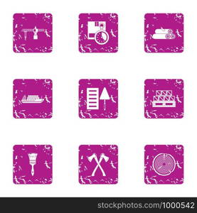 Procurement of materials icons set. Grunge set of 9 procurement of materials vector icons for web isolated on white background. Procurement of materials icons set, grunge style