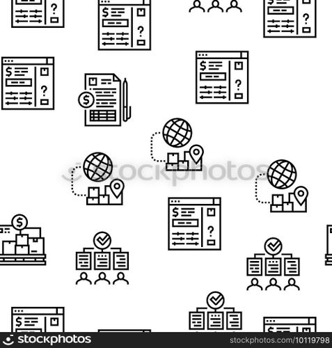 Procurement Process Vector Seamless Pattern Thin Line Illustration. Procurement Process Vector Seamless Pattern