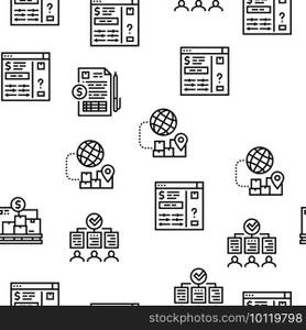 Procurement Process Vector Seamless Pattern Thin Line Illustration. Procurement Process Vector Seamless Pattern