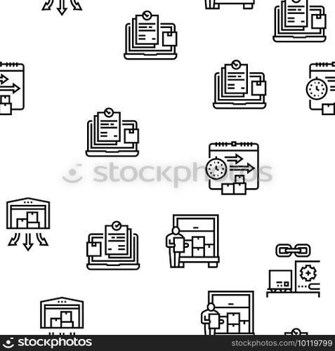 Procurement Process Vector Seamless Pattern Thin Line Illustration. Procurement Process Vector Seamless Pattern