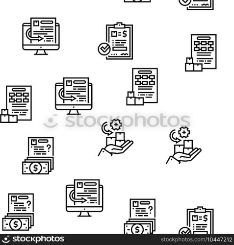Procurement Process Vector Seamless Pattern Thin Line Illustration. Procurement Process Vector Seamless Pattern