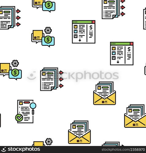 Procurement Process Vector Seamless Pattern Thin Line Illustration. Procurement Process Vector Seamless Pattern