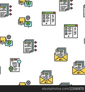 Procurement Process Vector Seamless Pattern Thin Line Illustration. Procurement Process Vector Seamless Pattern