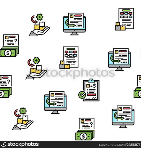 Procurement Process Vector Seamless Pattern Thin Line Illustration. Procurement Process Vector Seamless Pattern