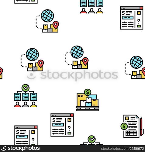Procurement Process Vector Seamless Pattern Thin Line Illustration. Procurement Process Vector Seamless Pattern