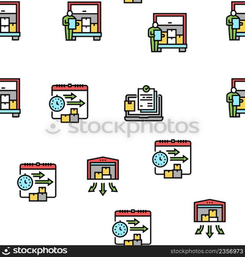 Procurement Process Vector Seamless Pattern Thin Line Illustration. Procurement Process Vector Seamless Pattern