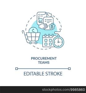 Procurement teams concept icon. Contract management software users. Provide services to project customers idea thin line illustration. Vector isolated outline RGB color drawing. Editable stroke. Procurement teams concept icon