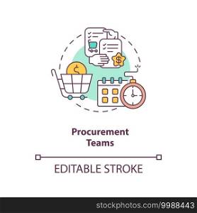 Procurement teams concept icon. Contract management software users. Provide services to project participants idea thin line illustration. Vector isolated outline RGB color drawing. Editable stroke. Procurement teams concept icon