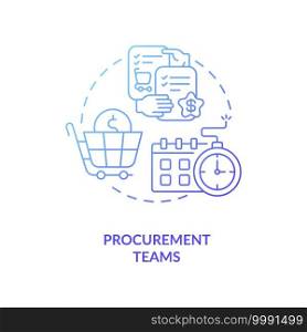 Procurement teams concept icon. Contract management software users. Provide modern services to project participants idea thin line illustration. Vector isolated outline RGB color drawing. Procurement teams concept icon
