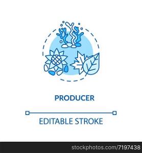 Producers concept icon. Biological food chain energy producing organisms. Land and water plants. Autotrophs idea thin line illustration. Vector isolated outline RGB color drawing. Editable stroke