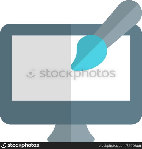 Producing digital artwork using desktop computer.