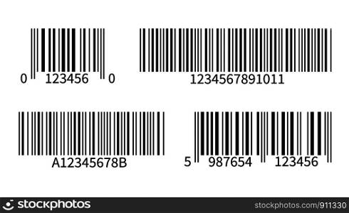 Product code. Line bar stickers with barcode for scan uniquecode bars retail reader vector isolated supermarket symbols scanning label inventory tracking template. Product code. Line bar stickers with barcode for scan uniquecode bars retail reader vector isolated template