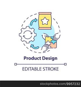 Product design concept icon. Co-design application field idea thin line illustration. Imagining, creating and iterating products process. Vector isolated outline RGB color drawing. Editable stroke. Product design concept icon