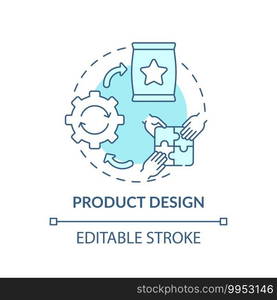 Product design concept icon. Co-design field idea thin line illustration. Identifying market opportunity. Developing proper solution. Vector isolated outline RGB color drawing. Editable stroke. Product design concept icon