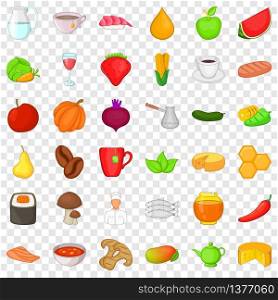 Product for diet icons set. Cartoon style of 36 product for diet vector icons for web for any design. Product for diet icons set, cartoon style