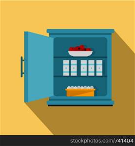 Product fridge icon. Flat illustration of product fridge vector icon for web design. Product fridge icon, flat style