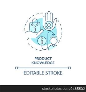 Product knowledge soft blue concept icon. Accurate information. Customer service. Sales rep. Retail salesperson. Round shape line illustration. Abstract idea. Graphic design. Easy to use. Product knowledge soft blue concept icon