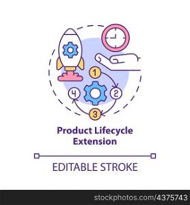 Product lifecycle extension concept icon. Process improvement abstract idea thin line illustration. Digital twin. Isolated outline drawing. Editable stroke. Roboto-Medium, Myriad Pro-Bold fonts used. Product lifecycle extension concept icon