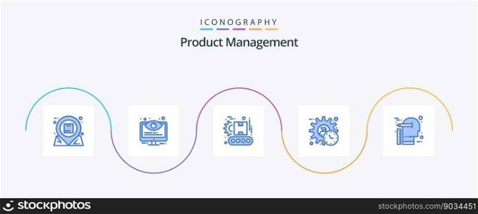 Product Management Blue 5 Icon Pack Including product. executive. options. administrator. manufacturing