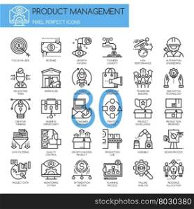 Product management , thin line icons set , Pixel Perfect Icons