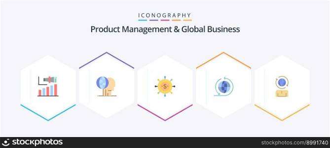 Product Managment And Global Business 25 Flat icon pack including business. business network. marketing. global business. global