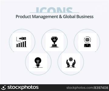 Product Managment And Global Business Glyph Icon Pack 5 Icon Design. business. business. business. cup. vision