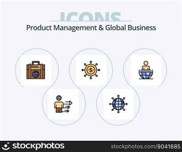 Product Managment And Global Business Line Filled Icon Pack 5 Icon Design. business. resources. business. modern. business