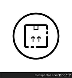 Product package. Shipping and delivery box. Commerce outline icon in a circle. Isolated vector illustration